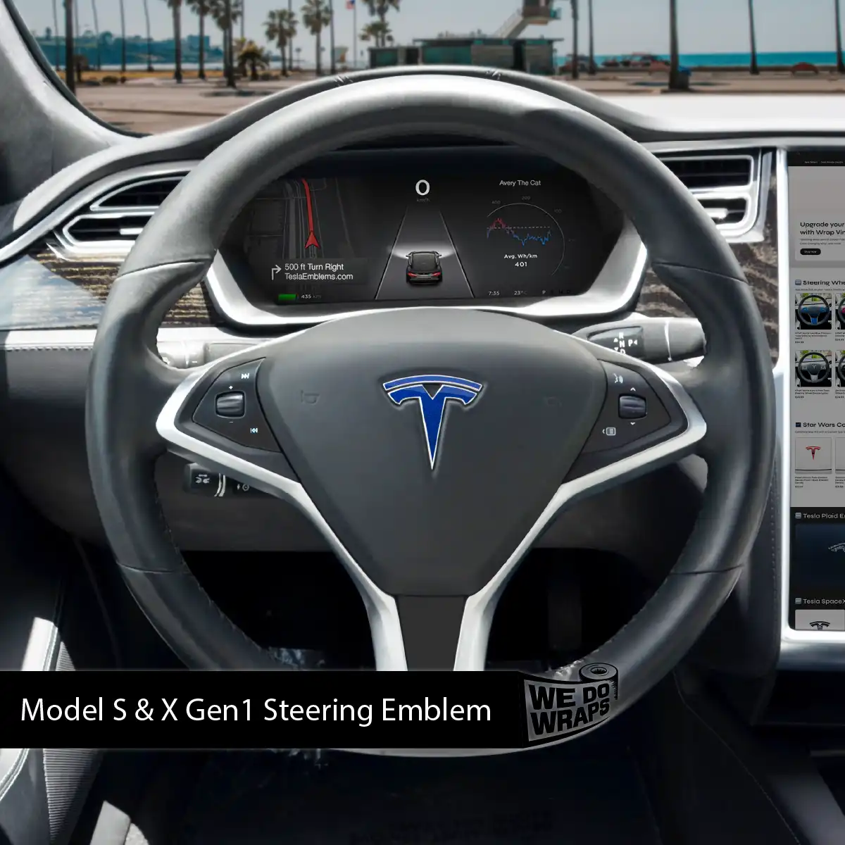 3M Deep Blue Metallic Tesla Steering Wheel Trim Decal Kit (4pcs) | MX 2015-'20