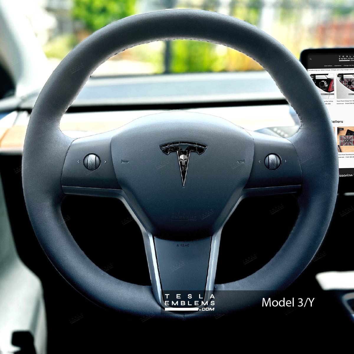Punisher Tesla Steering Wheel Emblem Decal | Model Y