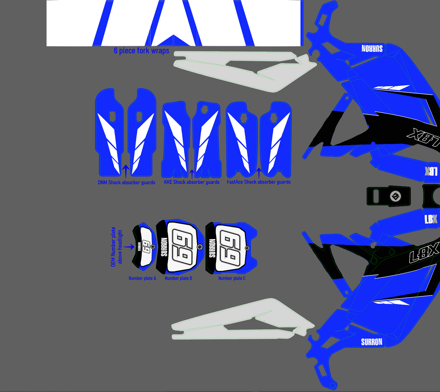 Yamaha New age Blue for Sur Ron, Segway / Decal set