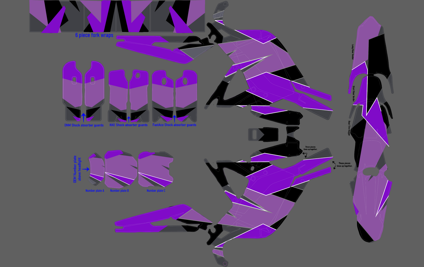 Geometric Camo Purple / Light Purple Pink-ish / Black for Sur Ron, Segway / Decal set
