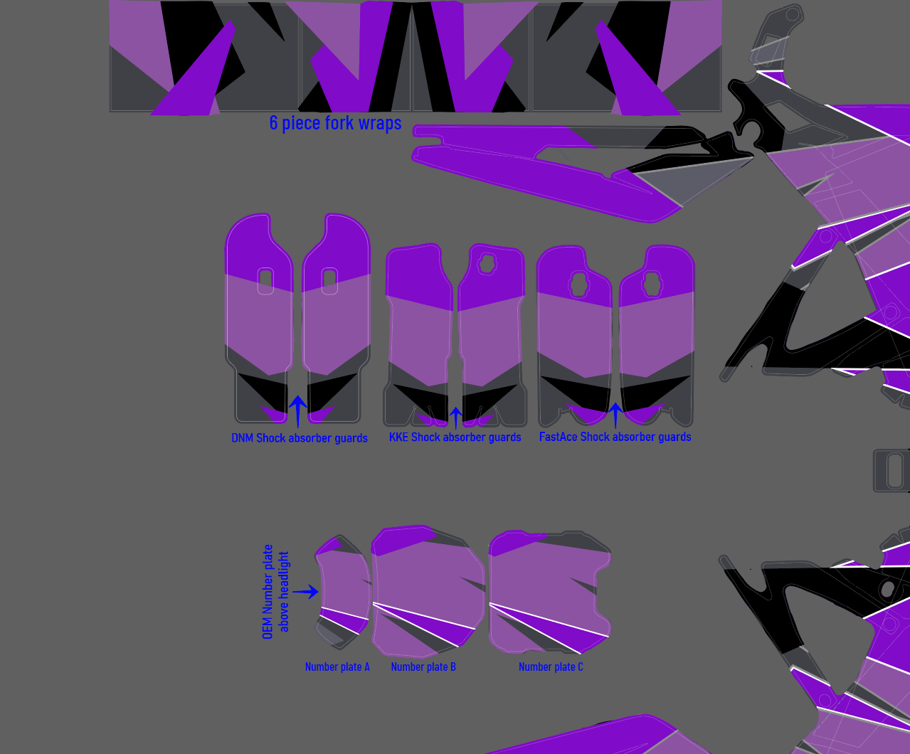 Geometric Camo Purple / Light Purple Pink-ish / Black for Sur Ron, Segway / Decal set