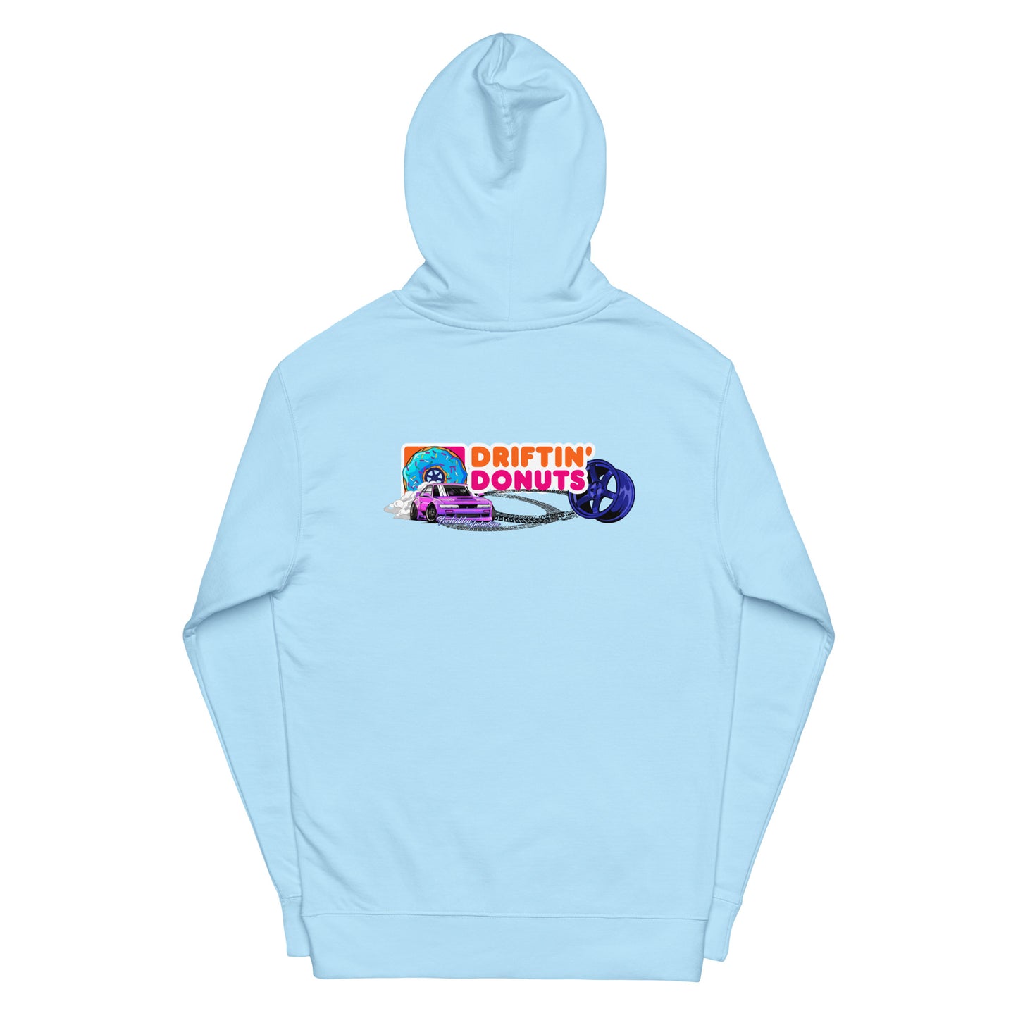 Driftin, Donuts Dunkin style Mid-weight Hoodie | TE37 | Nissan s13, drifting