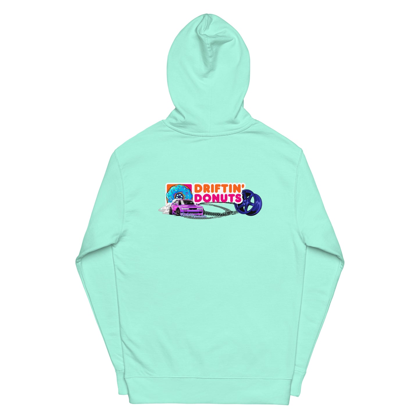 Driftin, Donuts Dunkin style Mid-weight Hoodie | TE37 | Nissan s13, drifting