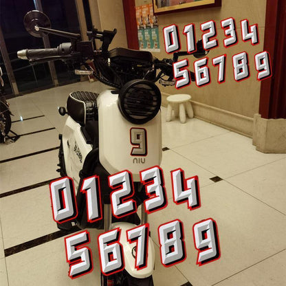 Motorcycle Reflective Laser Number Decorative Stickers