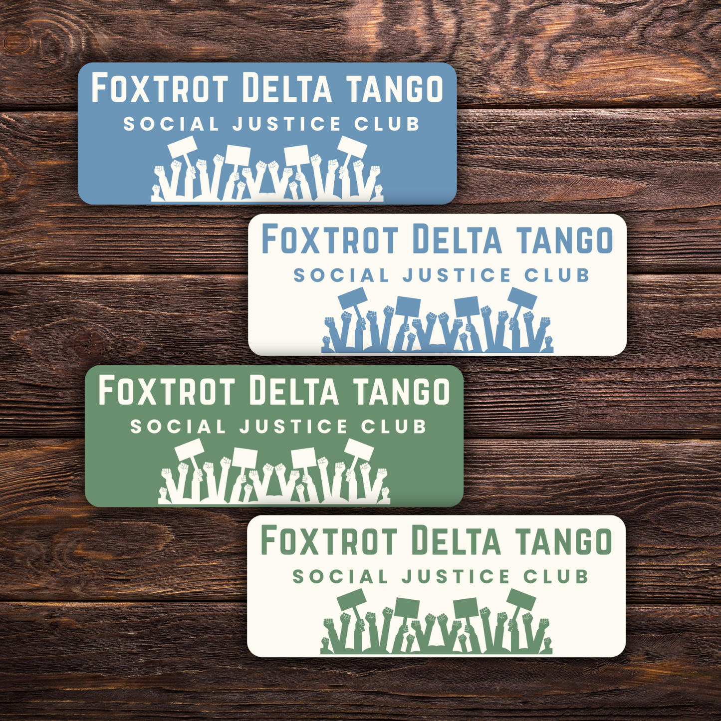 Foxtrot Delta Tango Social Justice Club Sticker | Vinyl | Anti-Trump Political Sticker | FDT Activism Sticker | 4" x 2"