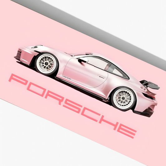 Pink Porsche Side Profile Skateboard Wall Art | By Dessy Made It | For Porsche & Automotive Spaces