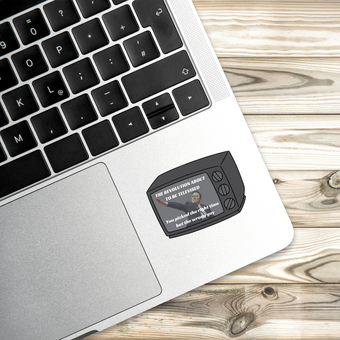 The Revolution About to Be Televised - Elon Musk Salute | 3" x 2.5" | Political Sticker | Vinyl Sticker | Water Resistant | Anti Trump | Meme Sticker | Kendrick