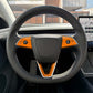 3M Gloss Deep Orange Tesla Steering Wheel Trim Decal Kit (3pcs) | MY 2026+ "Juniper"