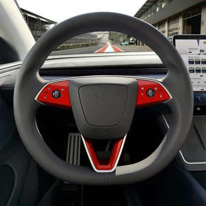 3M Gloss Dragon Fire Red Tesla Steering Wheel Trim Decal Kit (3pcs) | M3 Feb 2024-'25 "Highland"