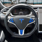 3M Gloss Fire Blue Tesla Steering Wheel Trim Decal Kit (3pcs) | MS 2012-Jan 2021