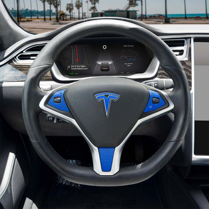 3M Gloss Fire Blue Tesla Steering Wheel Trim Decal Kit (4pcs) | MX 2015-'20