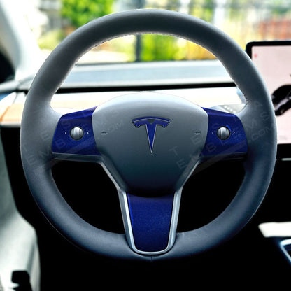 3M Deep Blue Metallic Tesla Steering Wheel Trim Decal Kit (3pcs) | M3 2017-Jan 2024