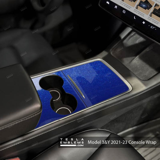 3M Deep Blue Metallic | Tesla Center Console Wrap Kit | Model 3 '21-24