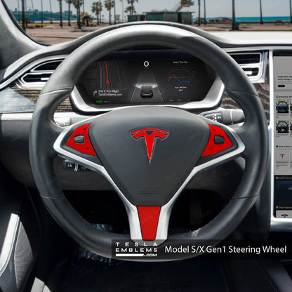 3M Gloss Dragon Fire Red Tesla Steering Wheel Trim Decal Kit (3pcs) | MS 2012-Jan 2021