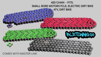 420 colored Motorcycle Chain | Standard Roller Drive Chain | By BLR Tuning | For Small Motorcycles, Electric Dirt Bikes, ATVs, and Dirt Bikes