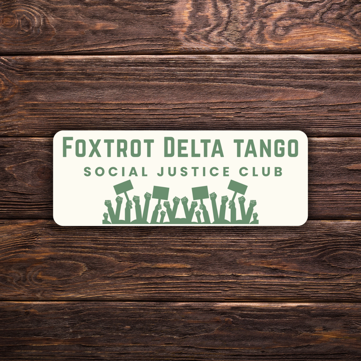 Foxtrot Delta Tango Social Justice Club Sticker | Vinyl | Anti-Trump Political Sticker | FDT Activism Sticker | 4" x 2"