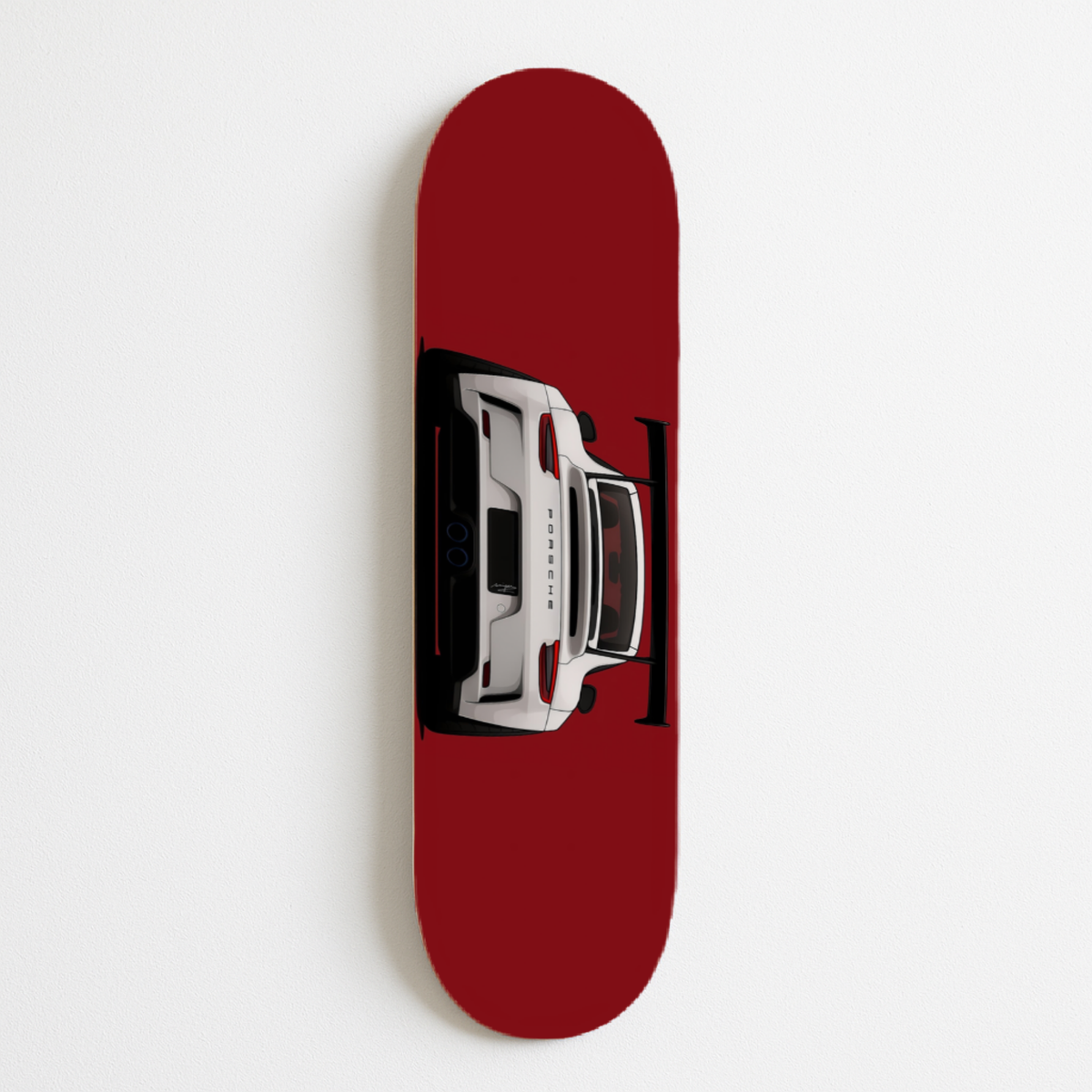 Red Porsche GT3 Rear View Skateboard Wall Art | By Dessy Made It | For Car Enthusiasts & Automotive Spaces