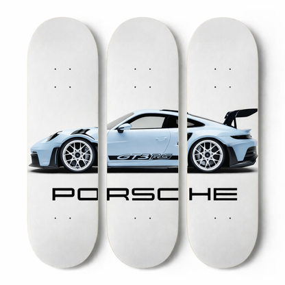 Porsche GT3 3-Piece Skateboard Wall Art | By Dessy Made It | For Porsche & Automotive Spaces