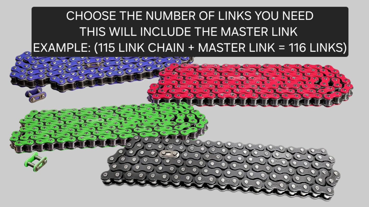 420 colored Motorcycle Chain | Standard Roller Drive Chain | By BLR Tuning | For Small Motorcycles, Electric Dirt Bikes, ATVs, and Dirt Bikes