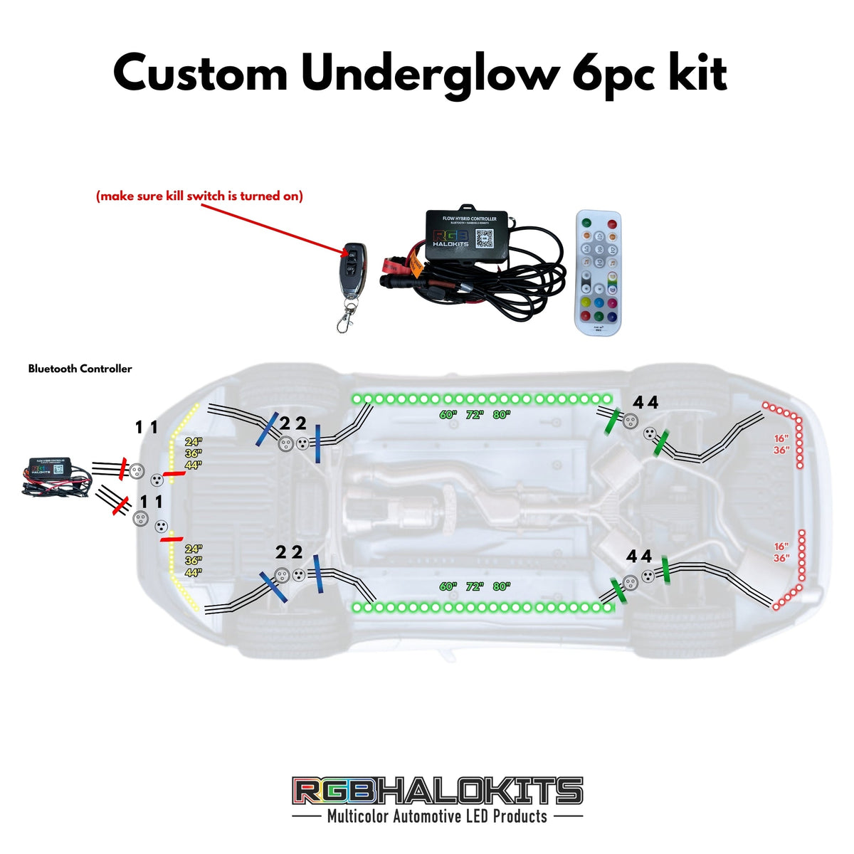 Flow Series LED Underglow Lighting Kit 3.0 | By RGB Halo Kits | For Cars, Trucks, SUVs and Off-Road Builds