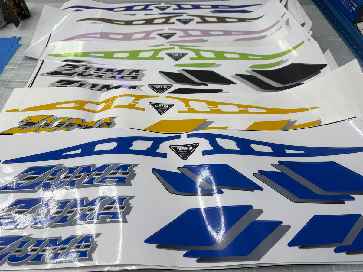 1989-2001  Yamaha Zuma Decal set with rear squares | Prebug, Riva, BWS