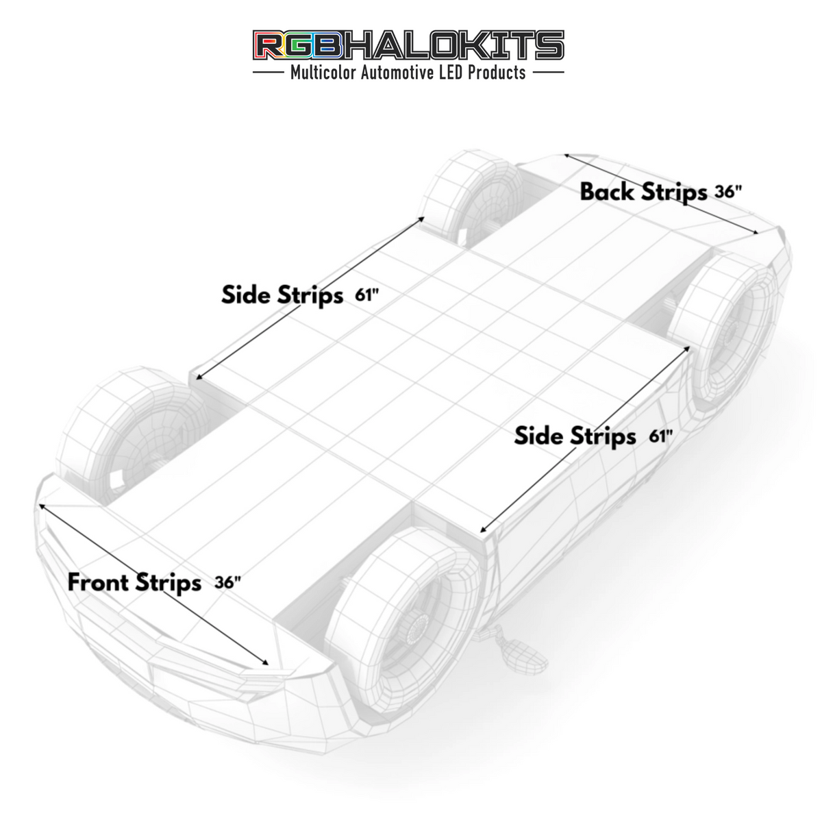 Flow Series Aluminum Multicolor Underglow Kit | By RGB Halo Kits | For Cars, Trucks, SUVs and More