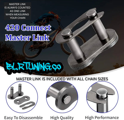 420 colored Motorcycle Chain | Standard Roller Drive Chain | By BLR Tuning | For Small Motorcycles, Electric Dirt Bikes, ATVs, and Dirt Bikes