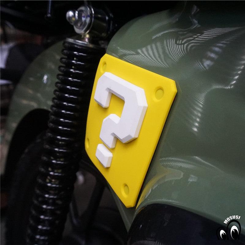 Vintage Motorcycle Question Mark Anti-Collision Sticker