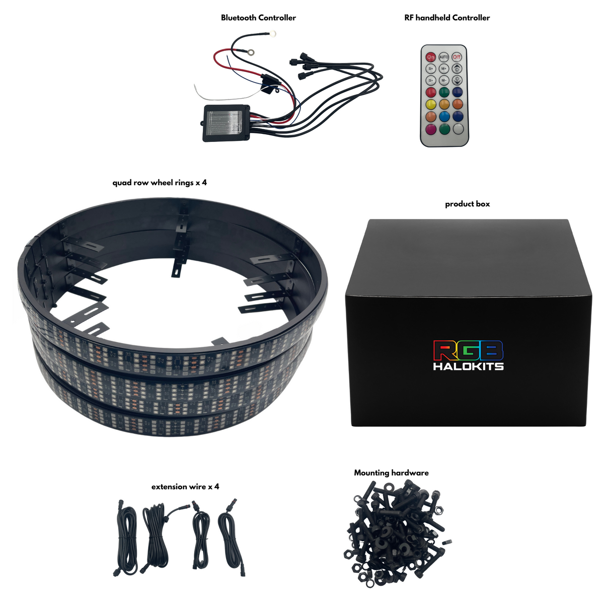 PRO Quad 4 Row LED Wheel Rings | By RGB Halo Kits | For Cars, Trucks, SUVs and Jeeps