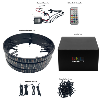 PRO Quad 4 Row LED Wheel Rings | By RGB Halo Kits | For Cars, Trucks, SUVs and Jeeps