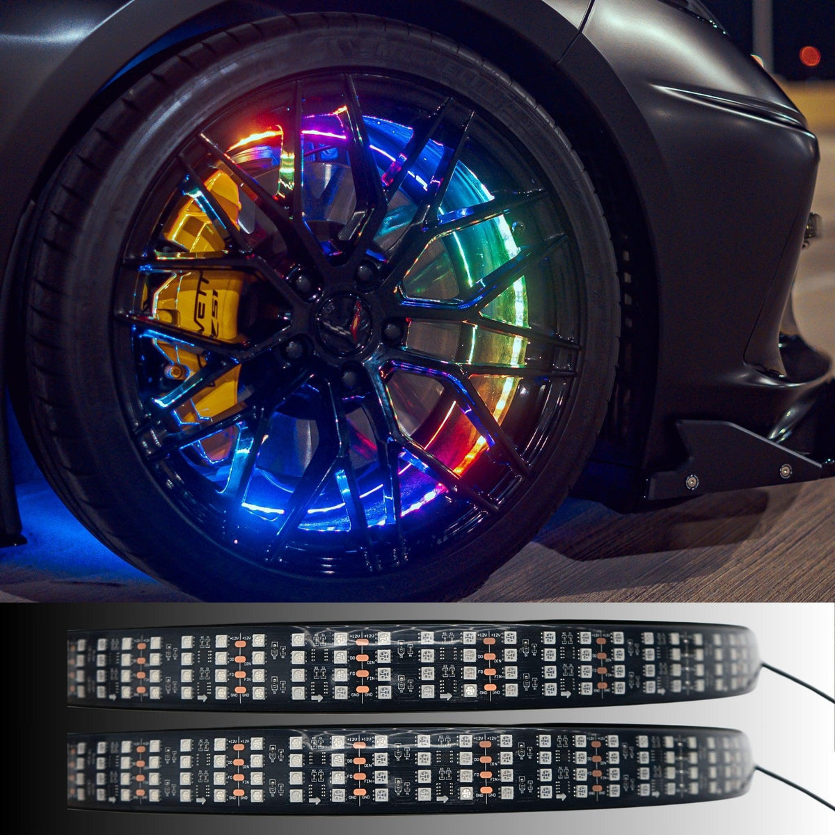 PRO Quad 4 Row LED Wheel Rings | By RGB Halo Kits | For Cars, Trucks, SUVs and Jeeps