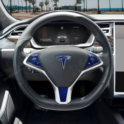 3M Deep Blue Metallic Tesla Steering Wheel Trim Decal Kit (3pcs) | MS 2012-Jan 2021