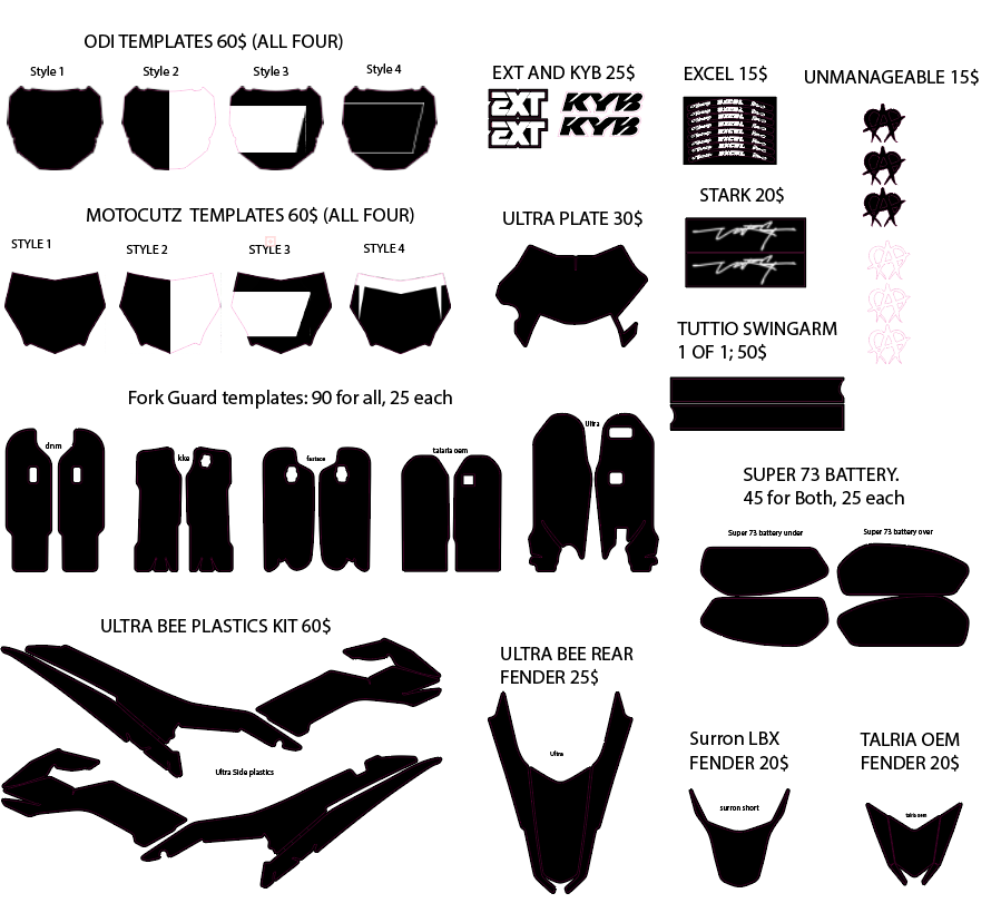 Decal Templates for Surron, Talaria, Super73, eMoto and More | by PM Print Lab | for Custom Motorcycle and E-Bike Decals