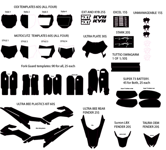 Decal Templates for Surron, Talaria, Super73, eMoto and More | by PM Print Lab | for Custom Motorcycle and E-Bike Decals
