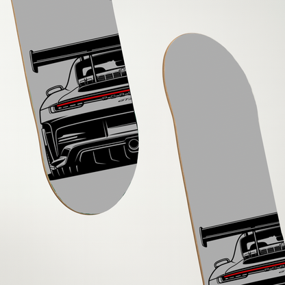 Gray Porsche Deck Skateboard Wall Art | By Dessy Made It | For Porsche & Automotive Fans