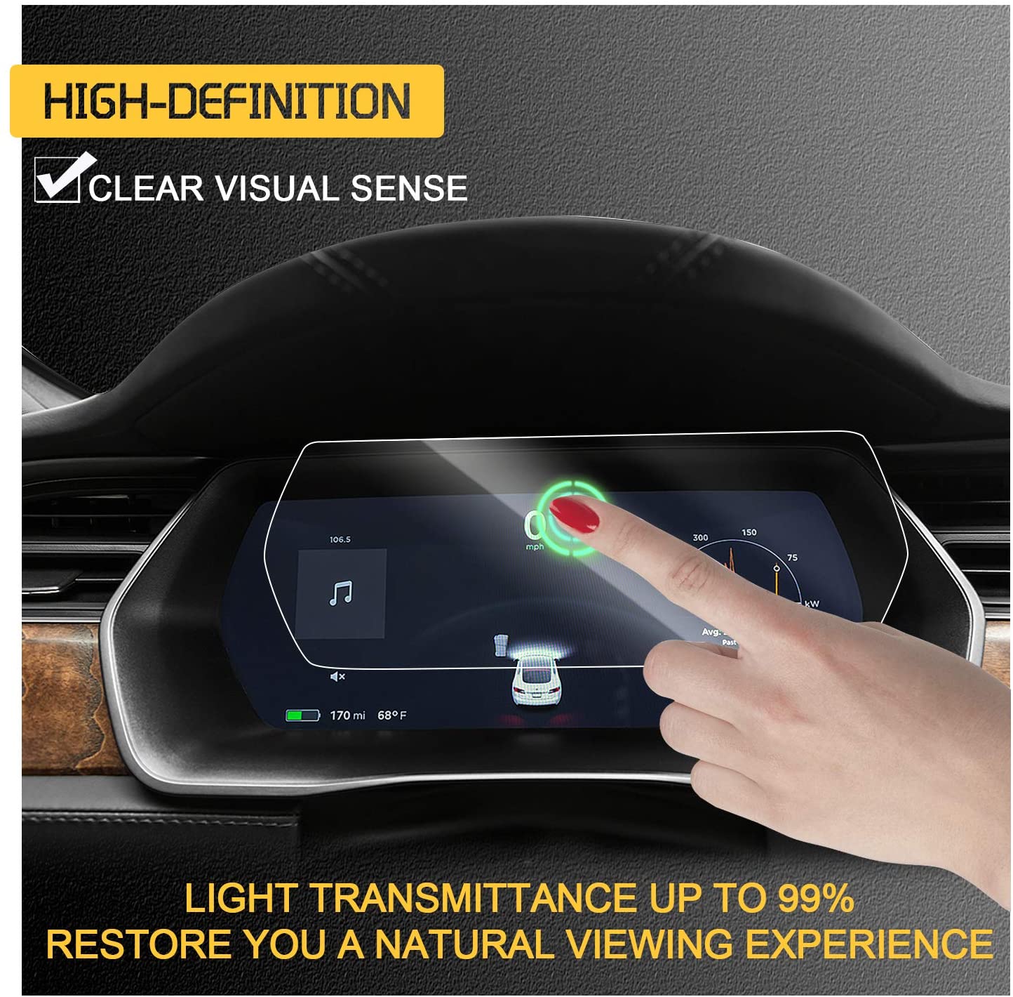 Instrument screen tempered film 【13 inch】 suitable for Tesla Model S/X 2017-2020