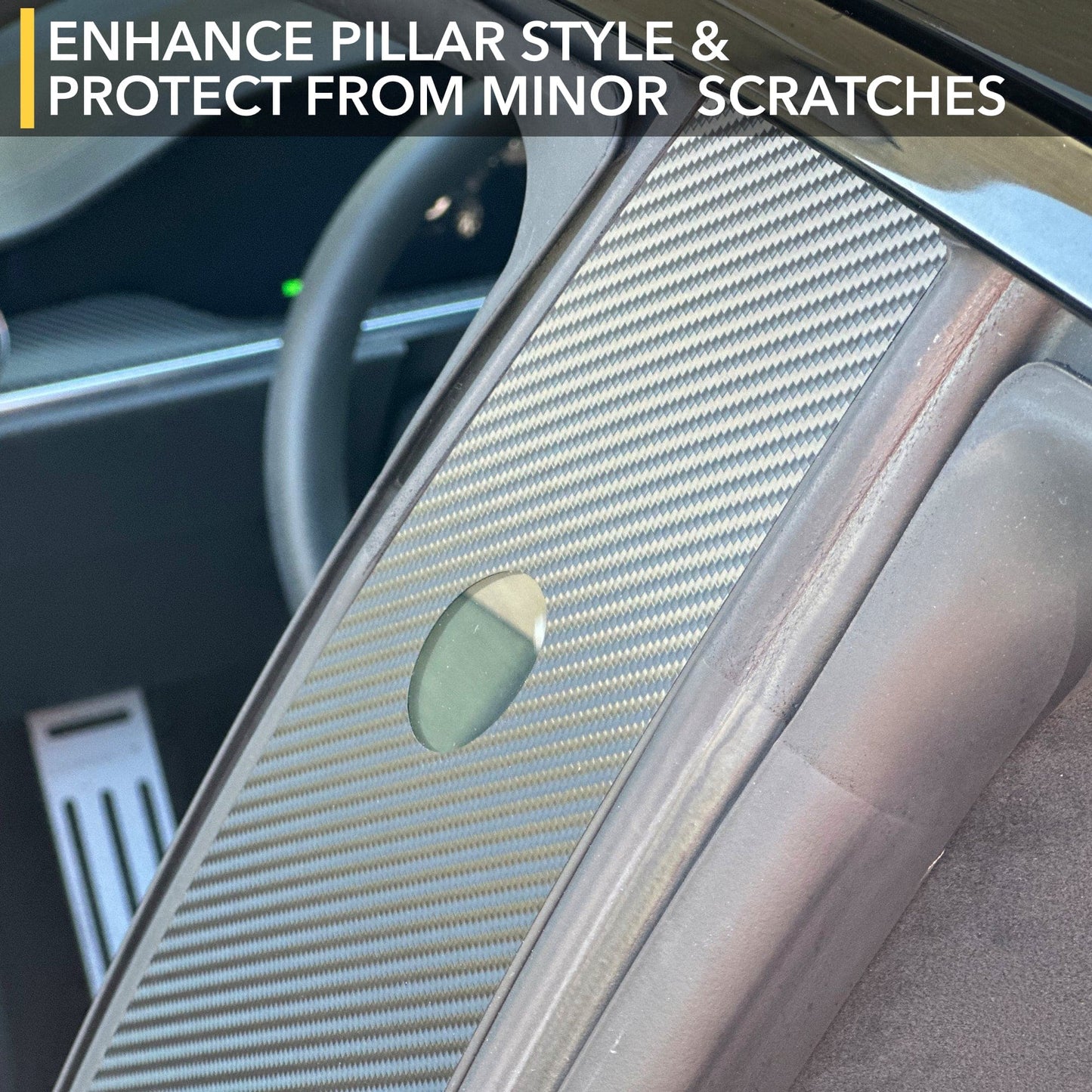 B Pillars Vinyl Wrap – Carbon Fiber Film | By TWRAPS | For Tesla Model 3 Highland 2024–2026