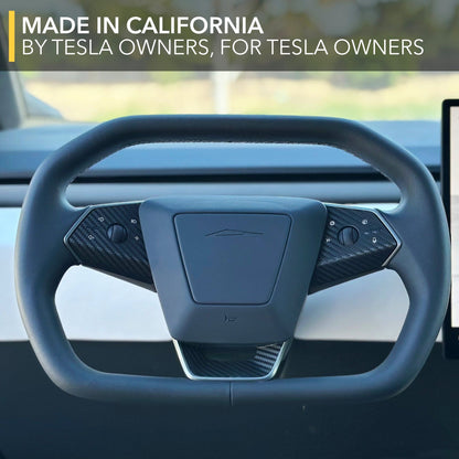 Tesla Cybertruck Steering Wheel Carbon Fiber Vinyl Wrap | By TWRAPS | For Tesla Cybertruck