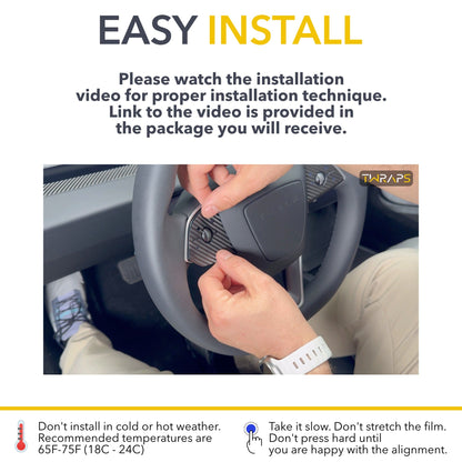 Tesla Model 3 Highland Steering Wheel - Carbon Fiber Vinyl Wrap | By TWRAPS | For Tesla Model 3 Highland