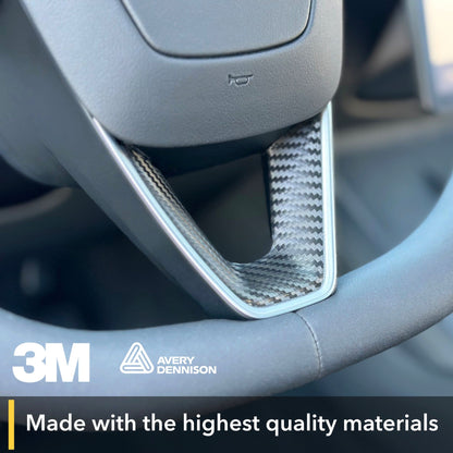 Tesla Model 3 Highland Steering Wheel - Carbon Fiber Vinyl Wrap | By TWRAPS | For Tesla Model 3 Highland