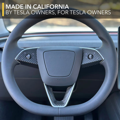 Tesla Model 3 Highland Steering Wheel - Carbon Fiber Vinyl Wrap | By TWRAPS | For Tesla Model 3 Highland